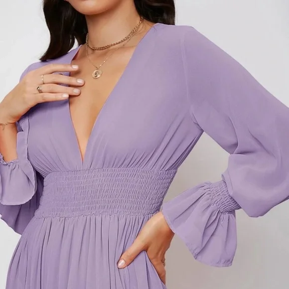 Flounce sleeve shirred waist wrap - Picture 2 of 4